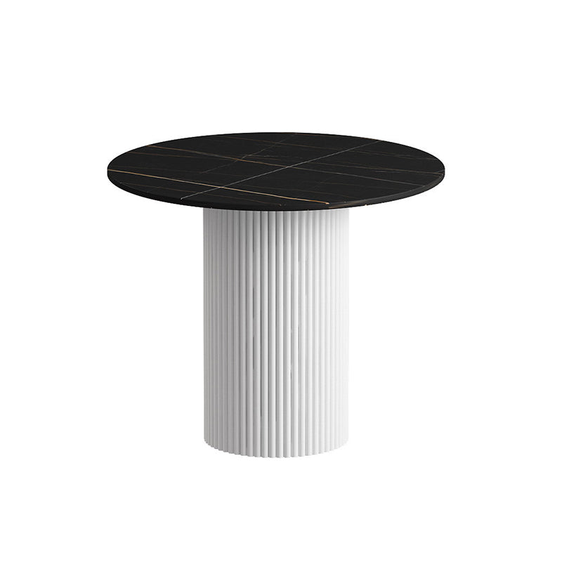Modern Style Black/white Rock Slab Top Metal Craft Round Coffee Table