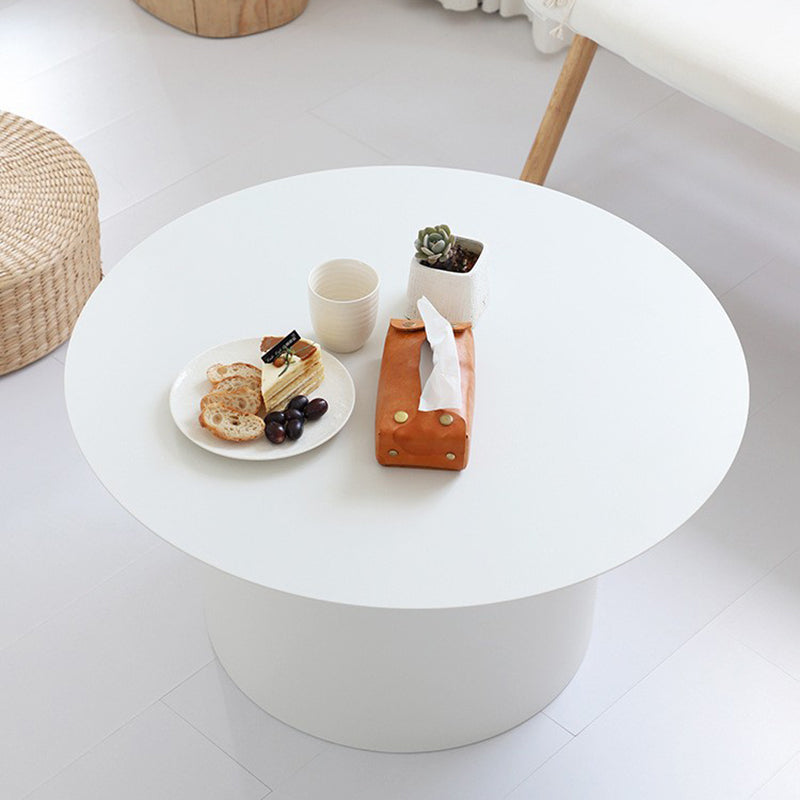Black/White Pedestal Coffee Table Metal Round Cocktail Table
