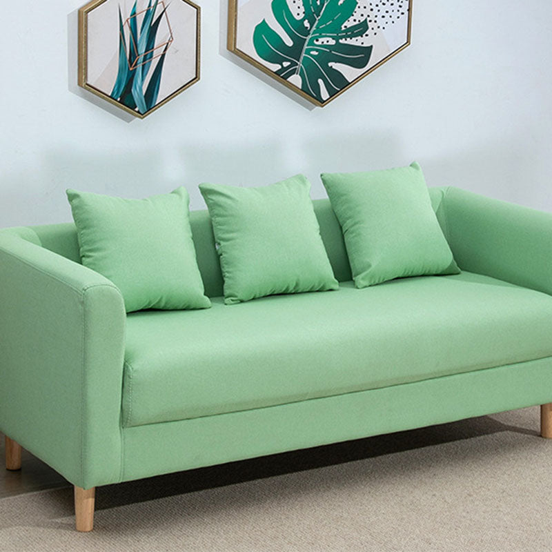 Contemporary Square Arm Standard Settee Couch with Pillows for 3 People