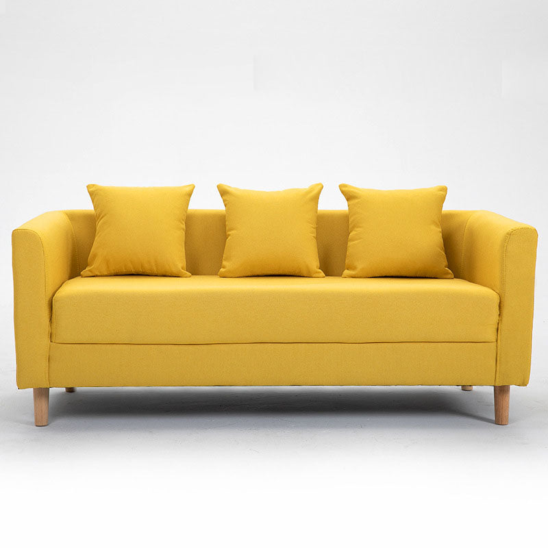 Contemporary Square Arm Standard Settee Couch with Pillows for 3 People