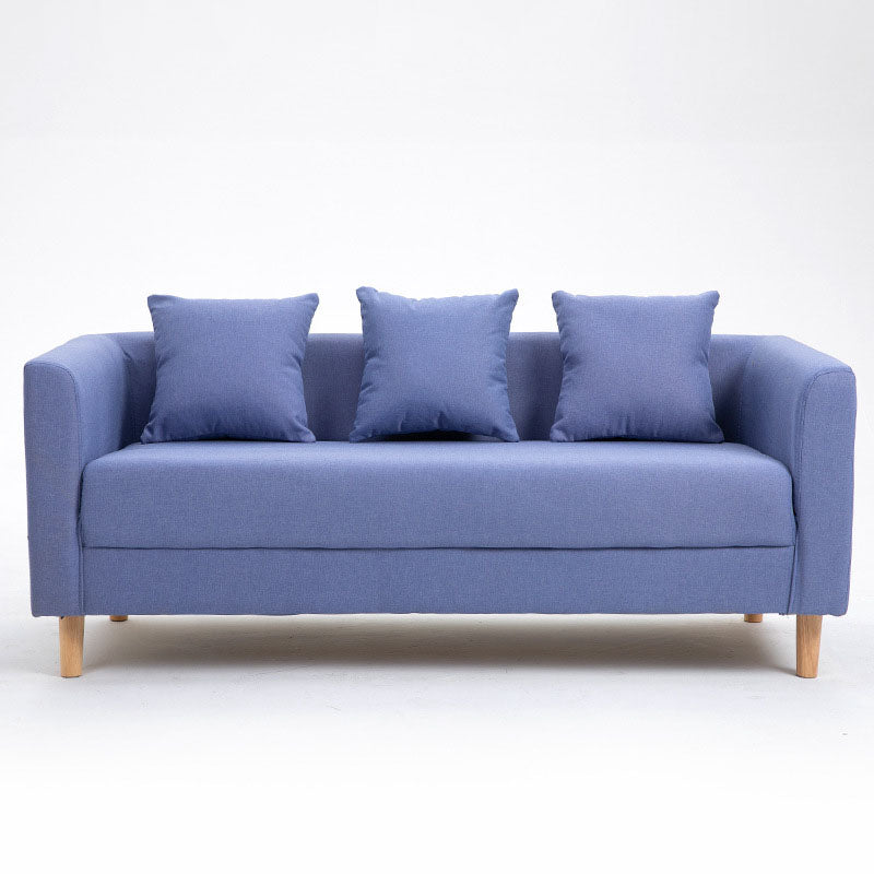 Contemporary Square Arm Standard Settee Couch with Pillows for 3 People