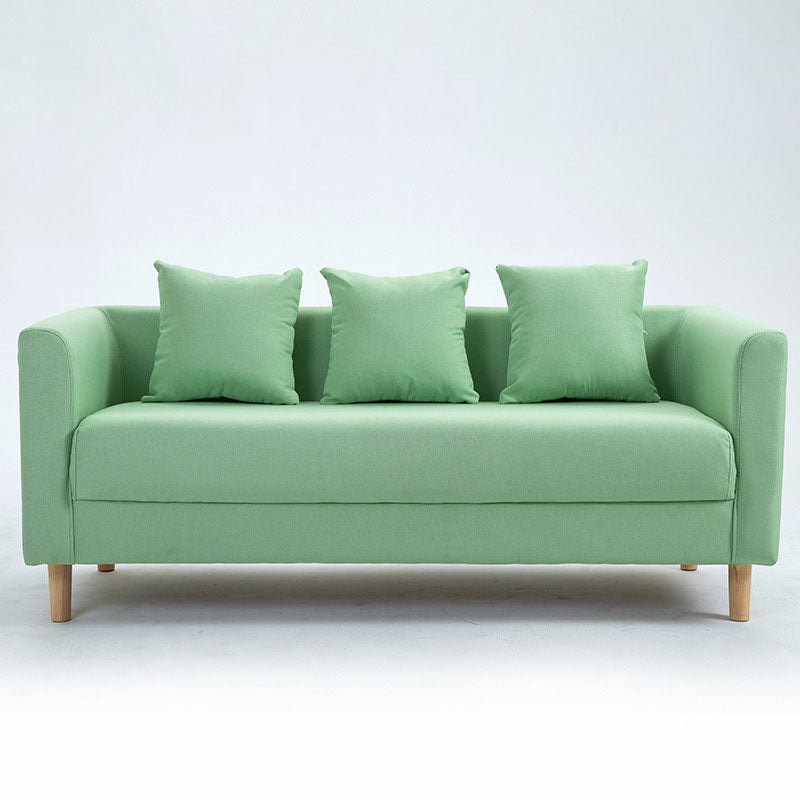 Contemporary Square Arm Standard Settee Couch with Pillows for 3 People