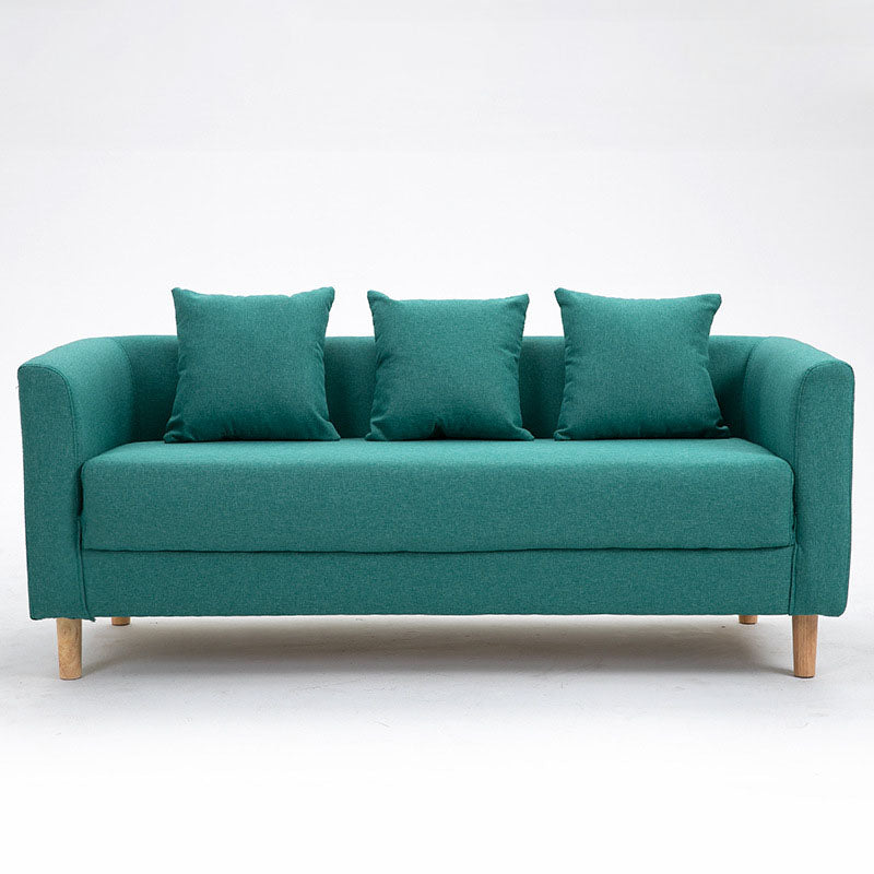 Contemporary Square Arm Standard Settee Couch with Pillows for 3 People