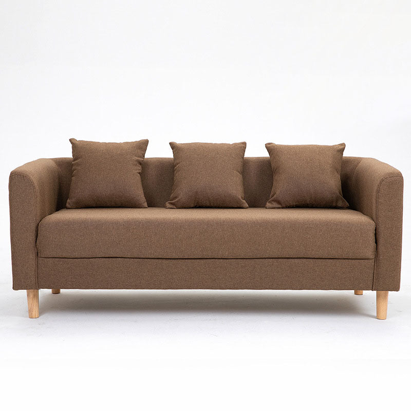 Contemporary Square Arm Standard Settee Couch with Pillows for 3 People
