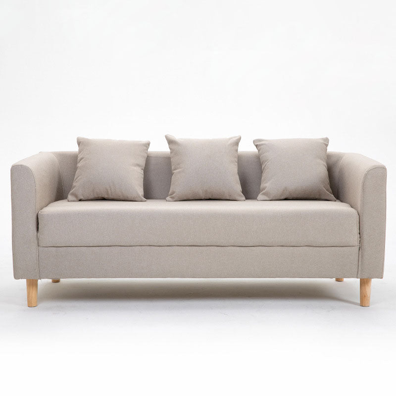 Contemporary Square Arm Standard Settee Couch with Pillows for 3 People