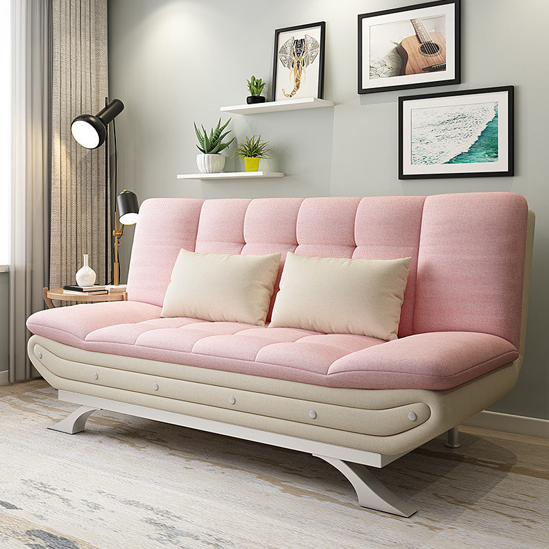 Linen Contemporary Sleeper with 2 Pillows Back for Living Room and Apartment
