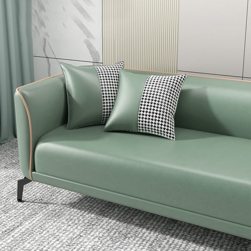 Tight Back Sofa Scandinavian Faux Leather Square Arm Sofa for Living Room