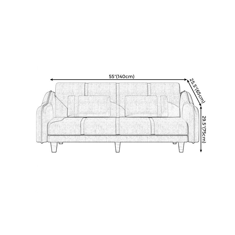 Contemporary Sleeper with 2 Pillows and Six Black Legs for Apartment and Living Room