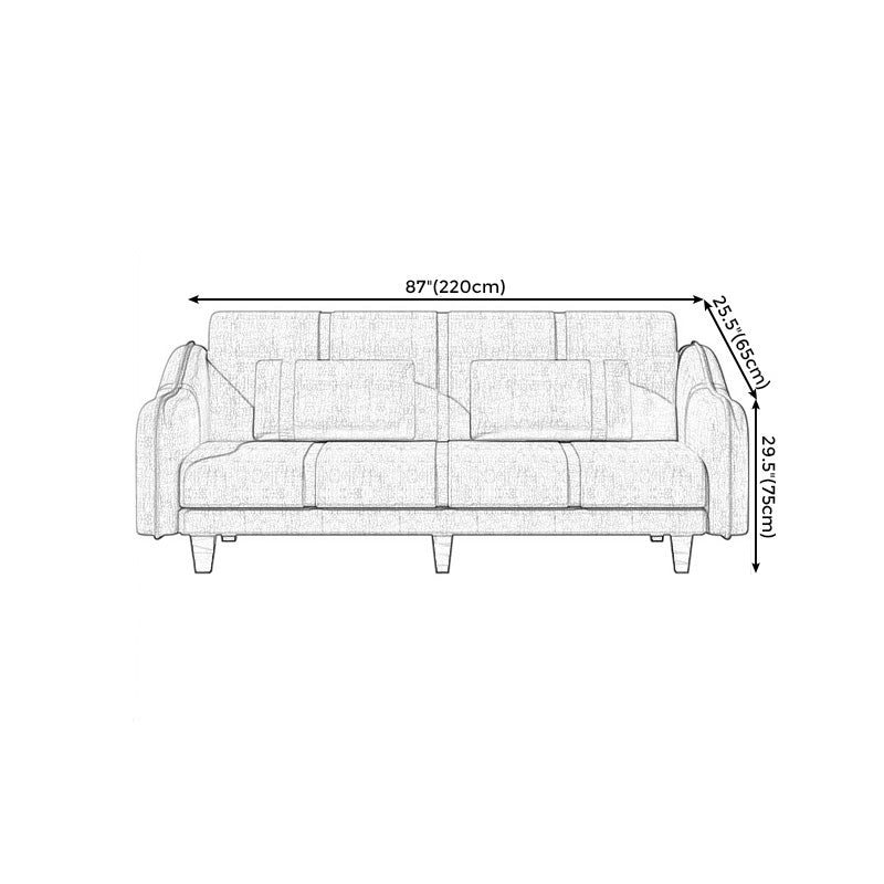 Contemporary Sleeper with 2 Pillows and Six Black Legs for Apartment and Living Room