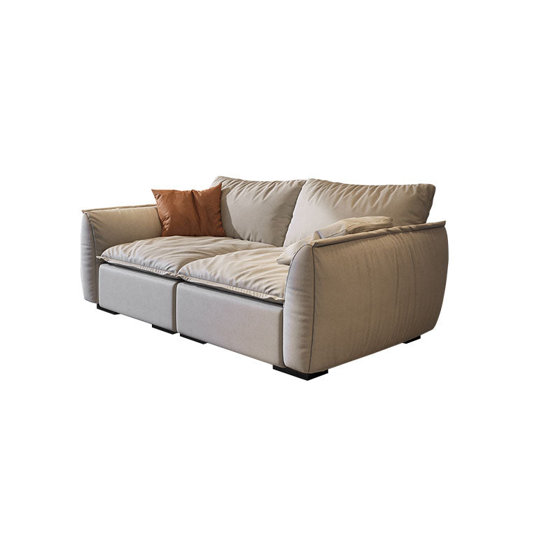 Stain Resistant Stationary Slipcovered Faux Leather Cushions Settee