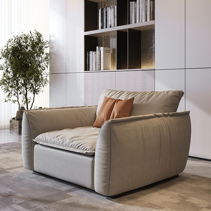 Stain Resistant Stationary Slipcovered Faux Leather Cushions Settee