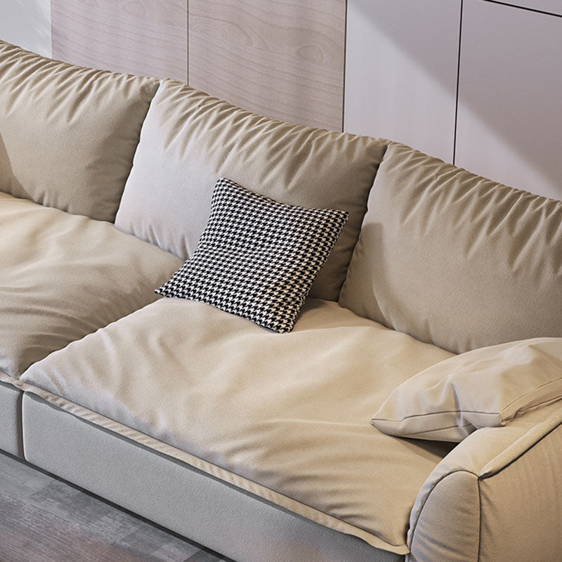 Stain Resistant Stationary Slipcovered Faux Leather Cushions Settee