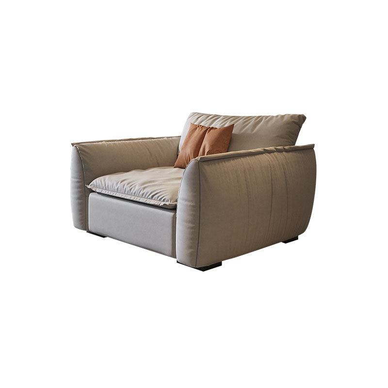 Stain Resistant Stationary Slipcovered Faux Leather Cushions Settee