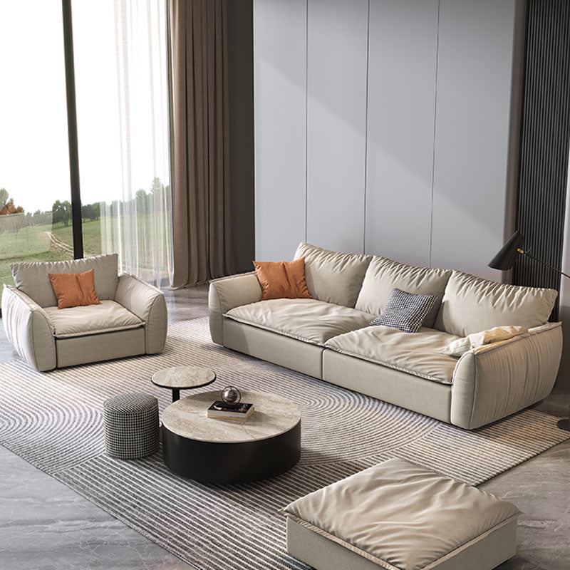 Stain Resistant Stationary Slipcovered Faux Leather Cushions Settee
