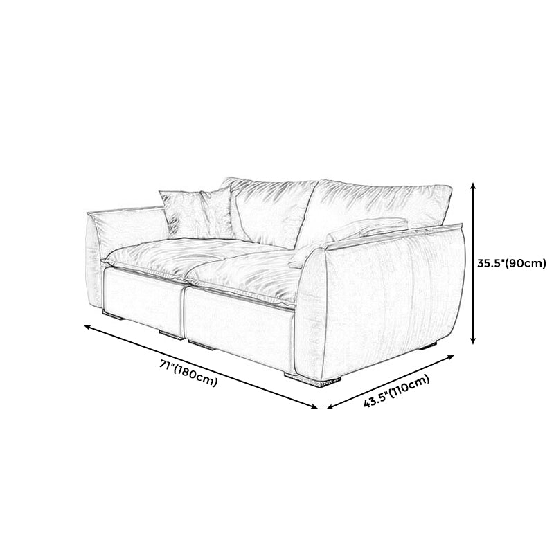Stain Resistant Stationary Slipcovered Faux Leather Cushions Settee