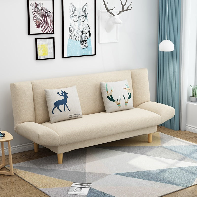 Linen Armless Sleeper with 2 Pillows Back for Apartment and Living Room