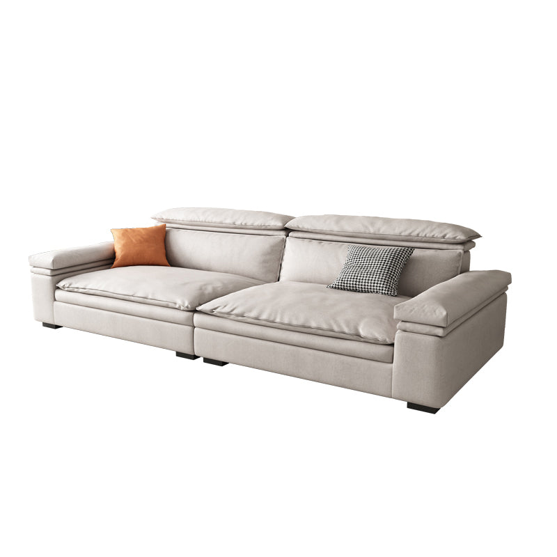 Stationary Stain Resistant Faux Leather Living Room Square Arm Sofa