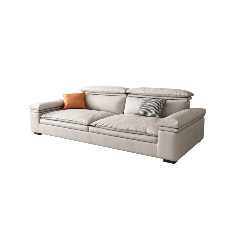 Stationary Stain Resistant Faux Leather Living Room Square Arm Sofa