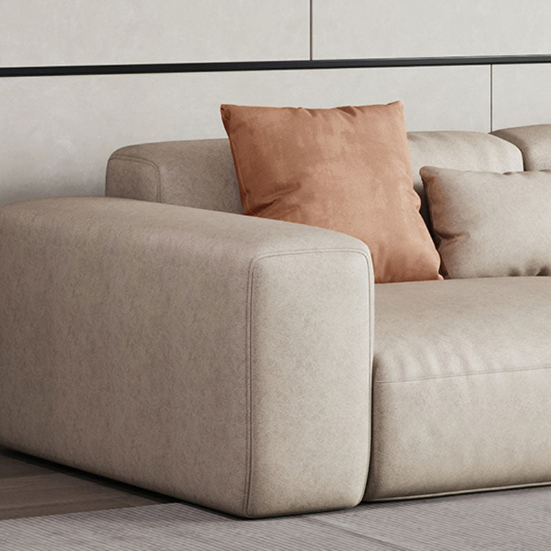 Faux Leather Stationary Living Room Square Arm Standard Pillows Sofa