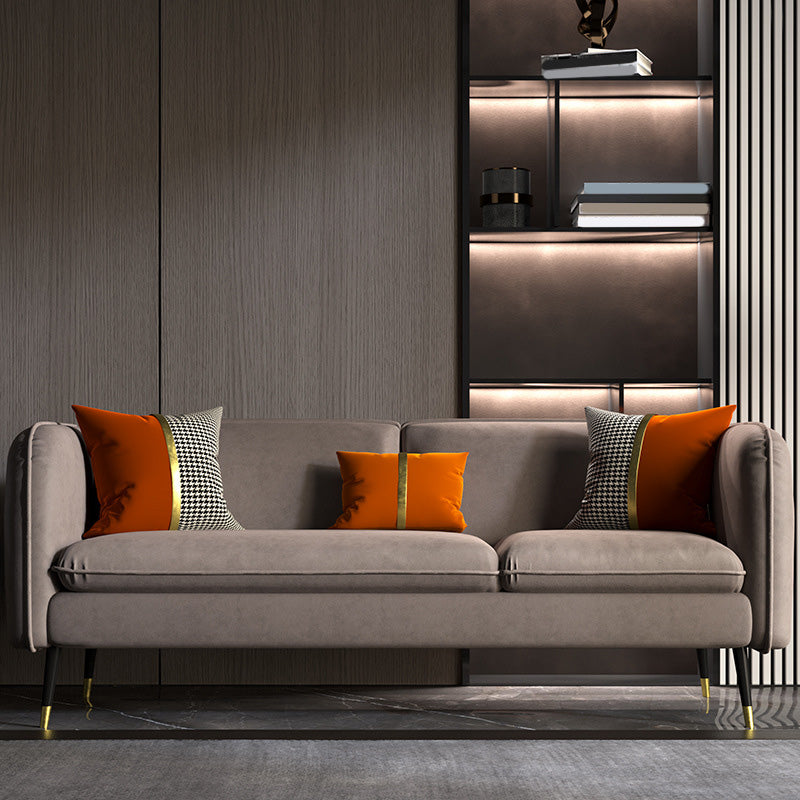Contemporary Faux Leather Square Arm Sofa with Tight Back for Apartment