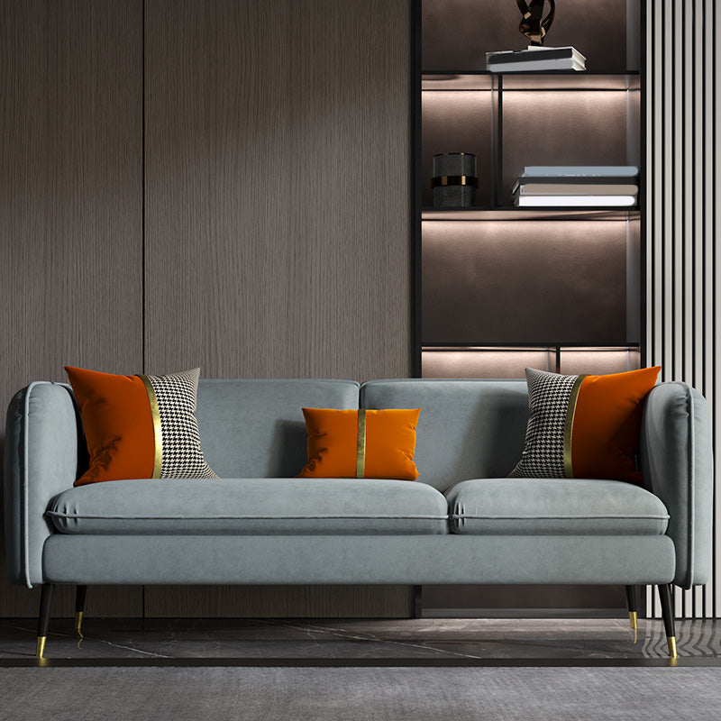 Contemporary Faux Leather Square Arm Sofa with Tight Back for Apartment