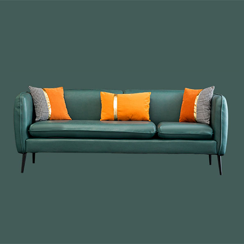 Contemporary Faux Leather Square Arm Sofa with Tight Back for Apartment