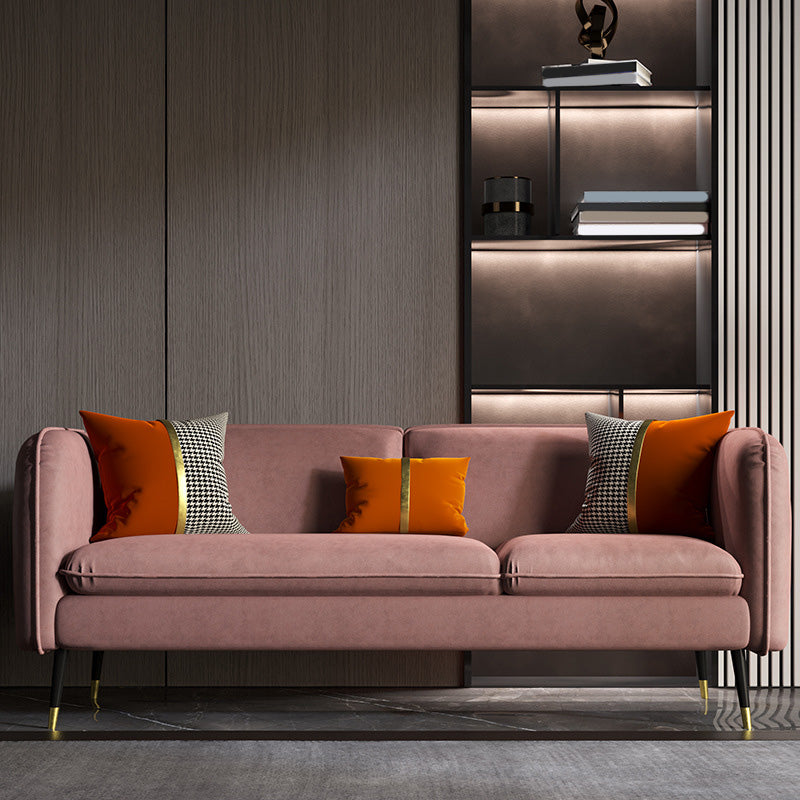 Contemporary Faux Leather Square Arm Sofa with Tight Back for Apartment