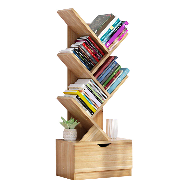 8.46"W Bookshelf Scandinavian Style Bookcase for Home Study Room with 1 Drawer