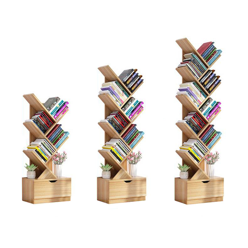 8.46"W Bookshelf Scandinavian Style Bookcase for Home Study Room with 1 Drawer