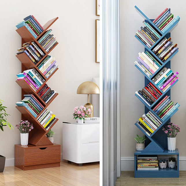 8.46"W Bookshelf Scandinavian Style Bookcase for Home Study Room with 1 Drawer