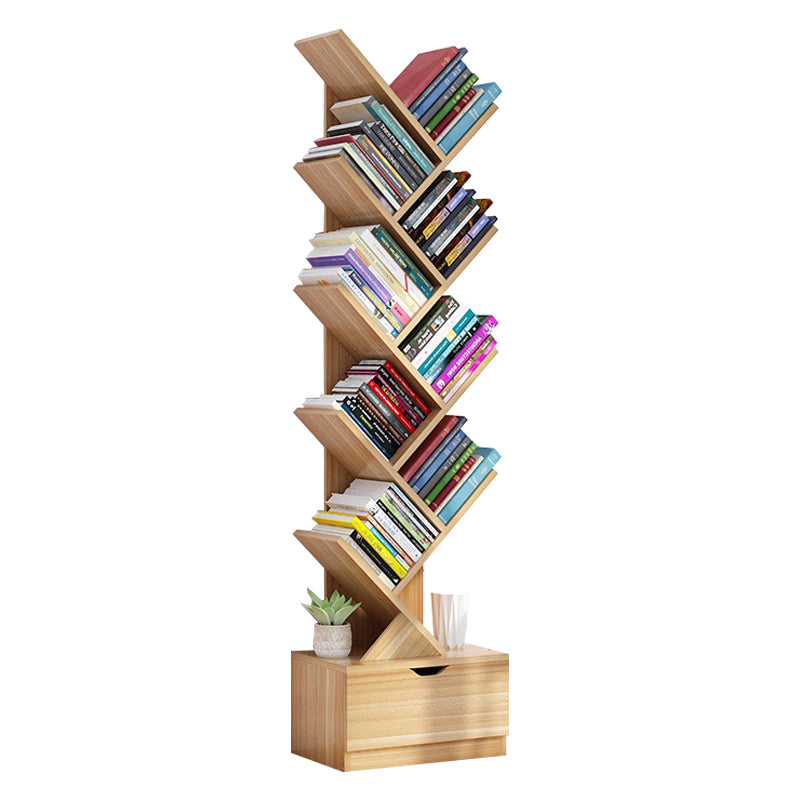 8.46"W Bookshelf Scandinavian Style Bookcase for Home Study Room with 1 Drawer