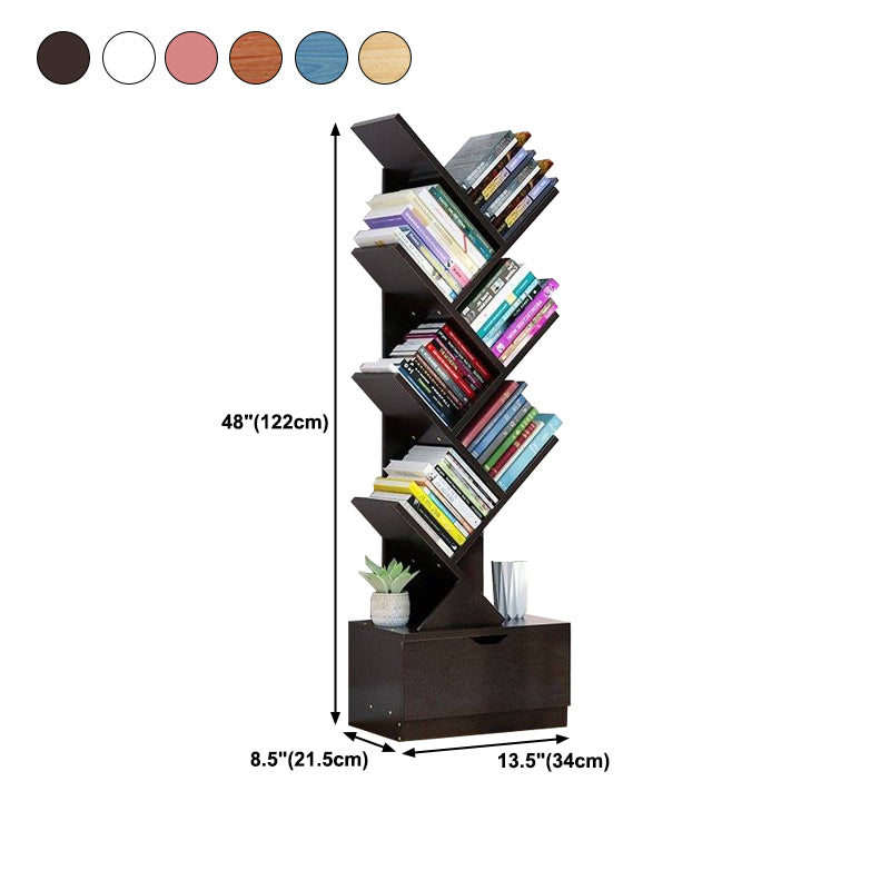 8.46"W Bookshelf Scandinavian Style Bookcase for Home Study Room with 1 Drawer