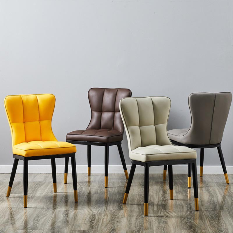 Glam Chair Parsons Chair Leather Dining Furniture in Matte Finish