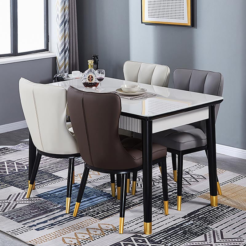 Glam Chair Parsons Chair Leather Dining Furniture in Matte Finish