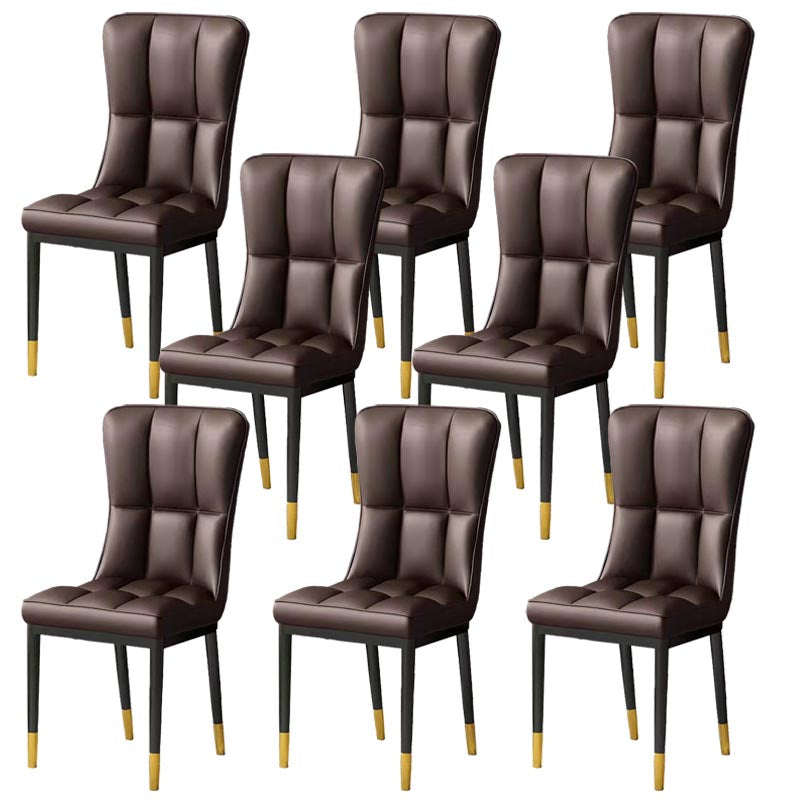 Glam Chair Parsons Chair Leather Dining Furniture in Matte Finish