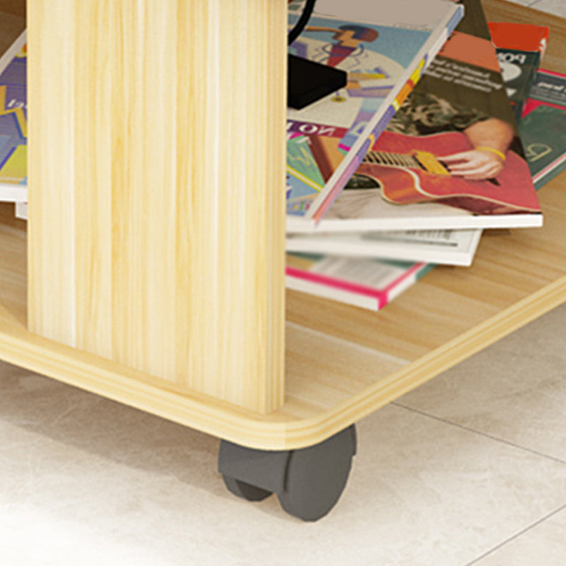 Square with Casters Side Table Wooden 19.69" High Shelf Included End Table