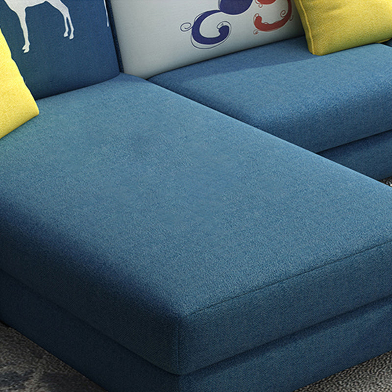 Cotton Blend Sofa and Faux Leather Square Arm Pillowed Back Cushions Sectionals