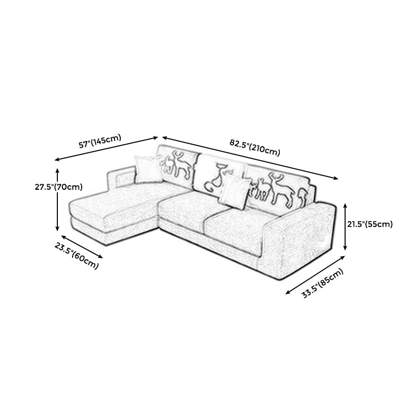 Cotton Blend Sofa and Faux Leather Square Arm Pillowed Back Cushions Sectionals