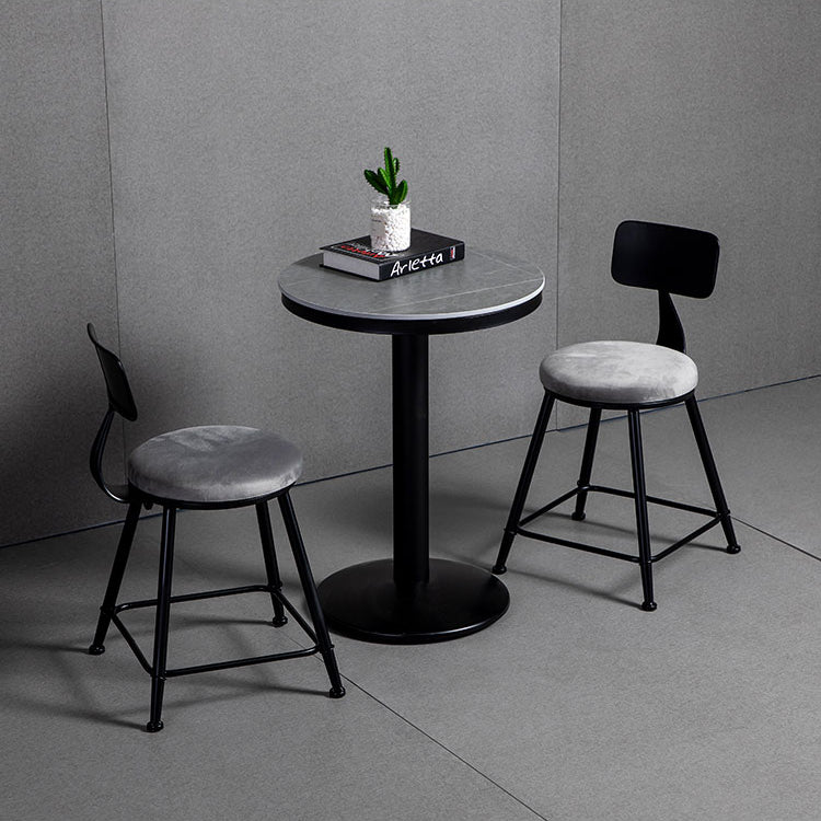 1/3 Pieces Industrial Iron Bar Table Set Round Bistro Set with Grey Faux Marble Top