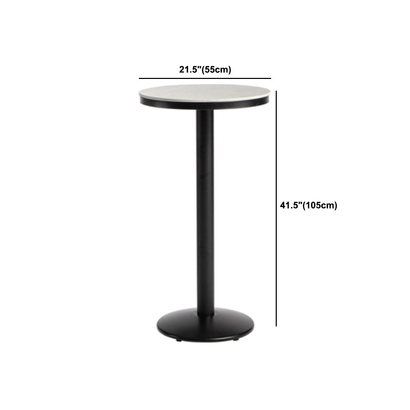 1/3 Pieces Industrial Iron Bar Table Set Round Bistro Set with Grey Faux Marble Top