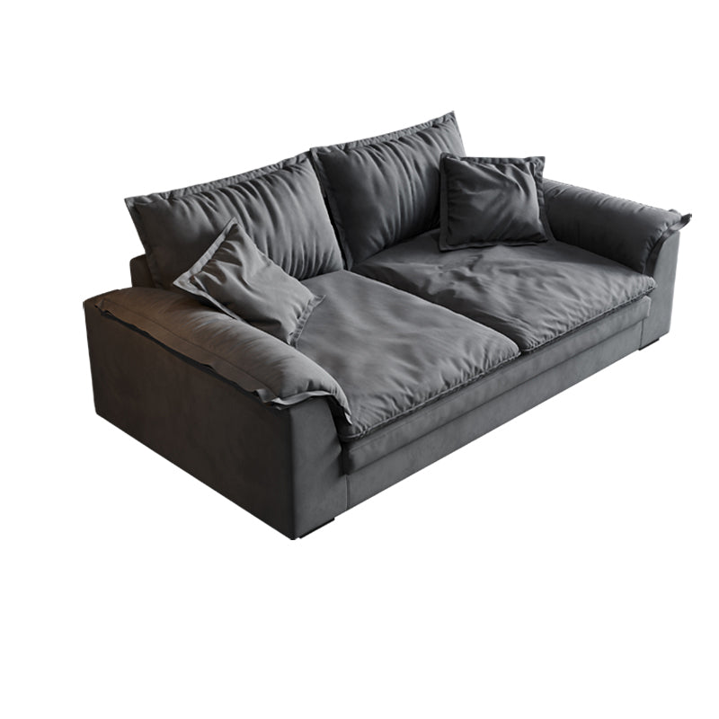 Black Faux Leather Pillow Top Arm Sofa/Sectionals with Stain-Resistant