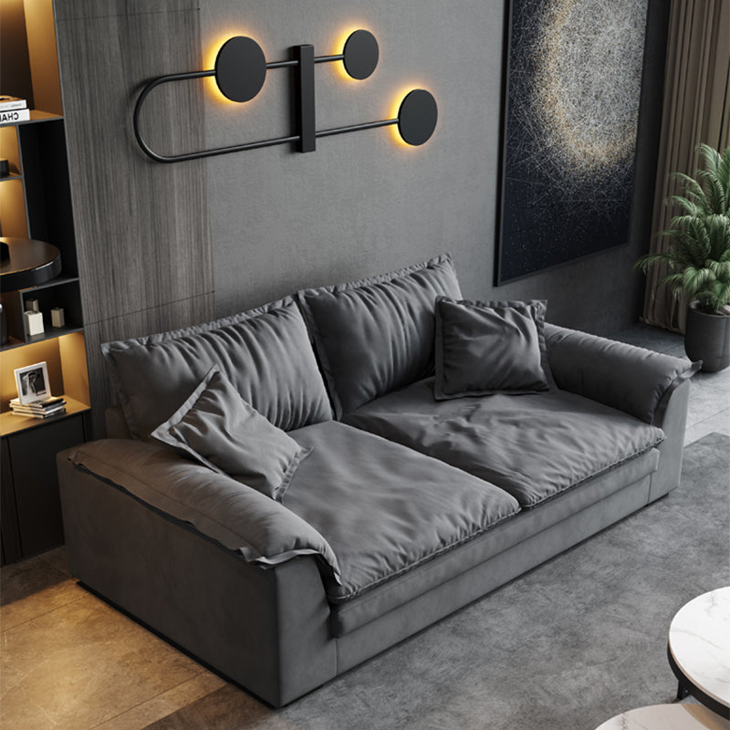 Black Faux Leather Pillow Top Arm Sofa/Sectionals with Stain-Resistant