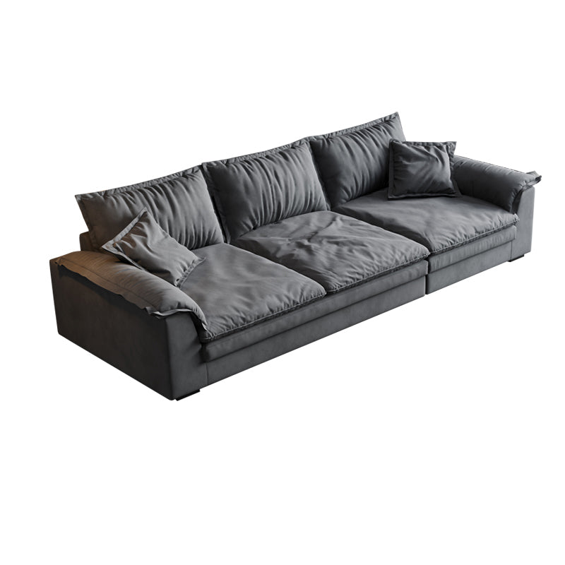 Black Faux Leather Pillow Top Arm Sofa/Sectionals with Stain-Resistant
