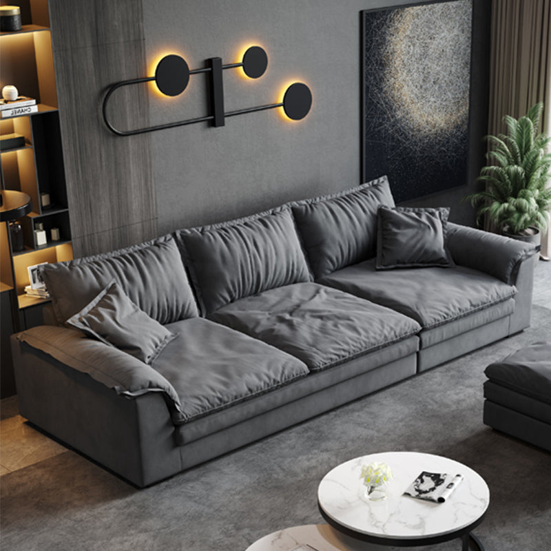 Black Faux Leather Pillow Top Arm Sofa/Sectionals with Stain-Resistant