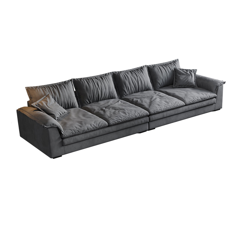 Black Faux Leather Pillow Top Arm Sofa/Sectionals with Stain-Resistant