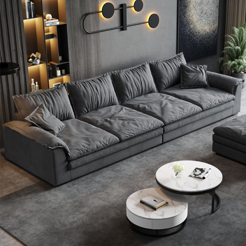 Black Faux Leather Pillow Top Arm Sofa/Sectionals with Stain-Resistant