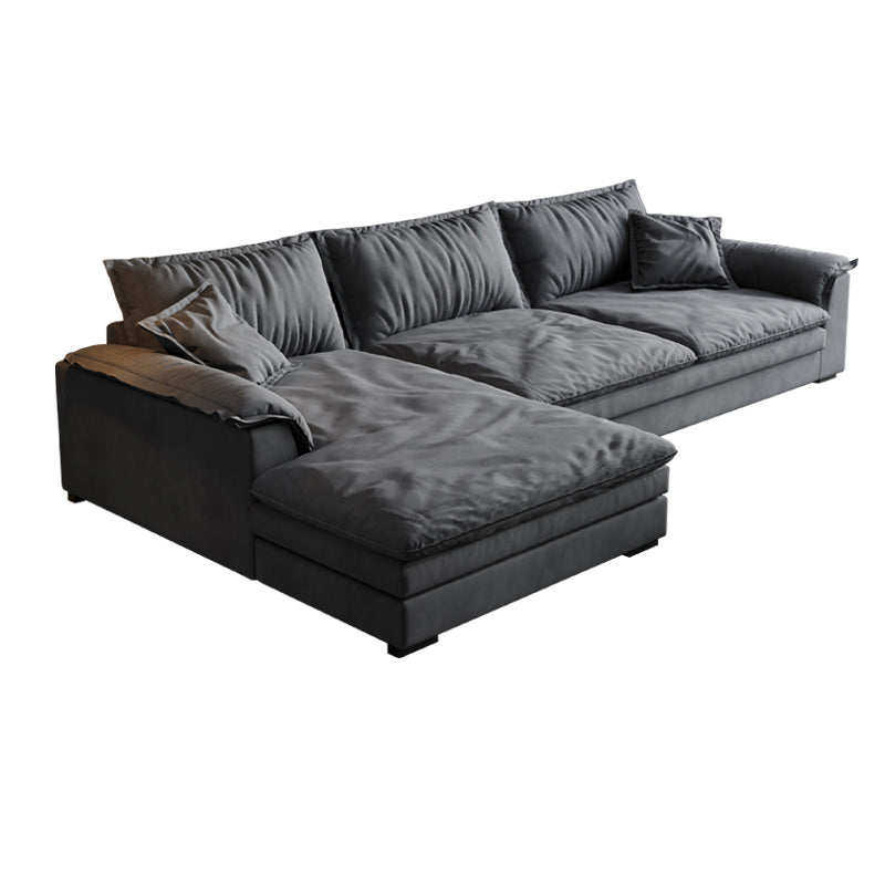 Black Faux Leather Pillow Top Arm Sofa/Sectionals with Stain-Resistant