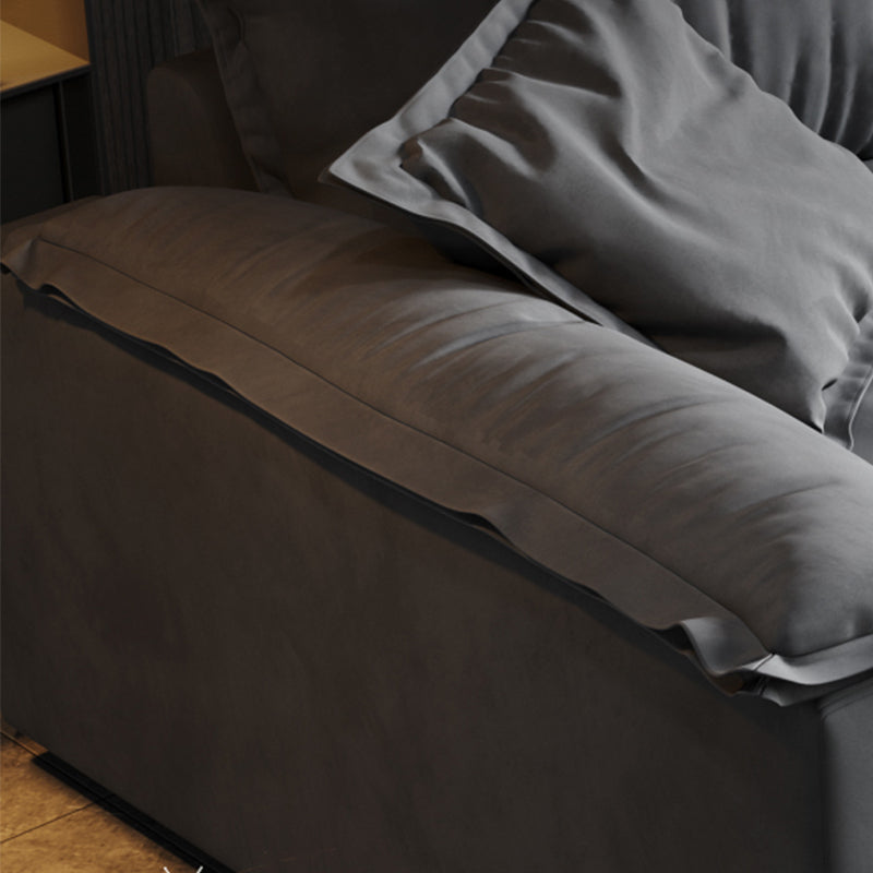 Black Faux Leather Pillow Top Arm Sofa/Sectionals with Stain-Resistant