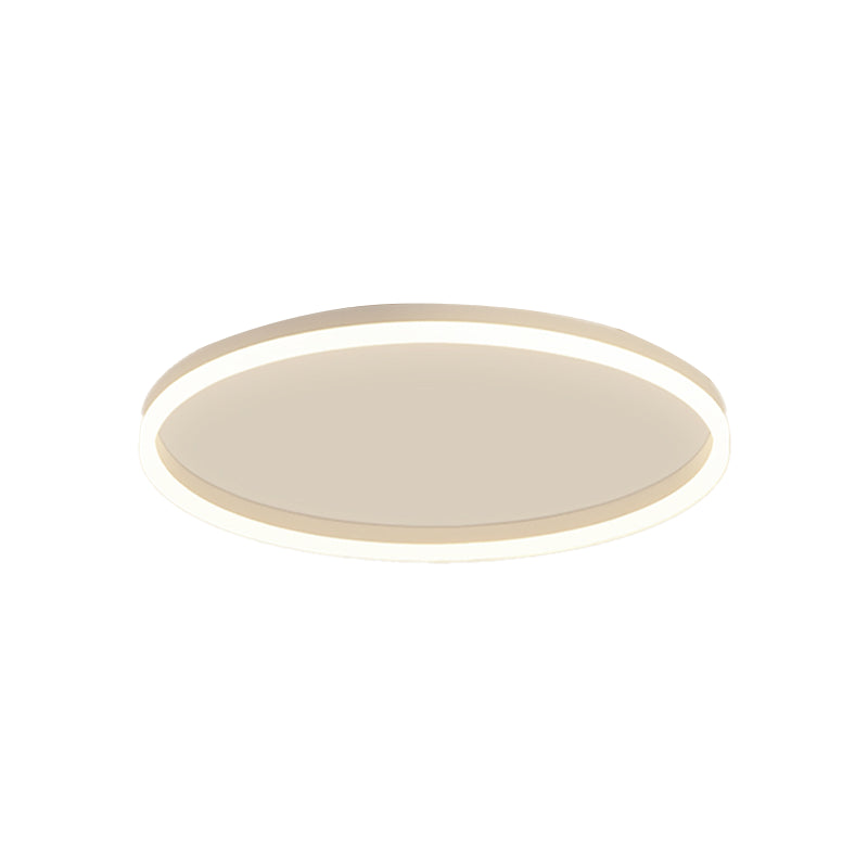 Metal Round Shape Flush Mount Light Modern 1 Light Flush Mount Lighting Fixtures in White