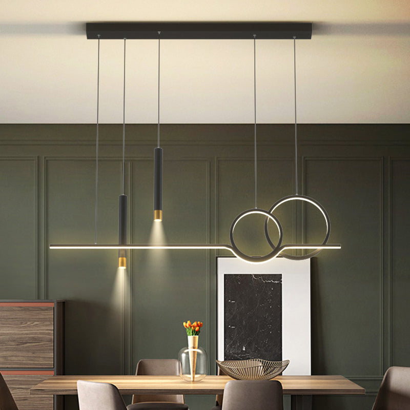 Postmodern Style Unique Shape Island Pendant Metal 5 Light Island Lighting for Dining Room